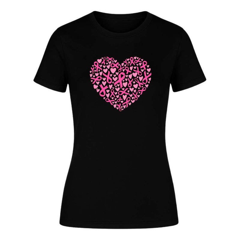 Playera Corazón Listón Rosa Cáncer De Mama De Dama