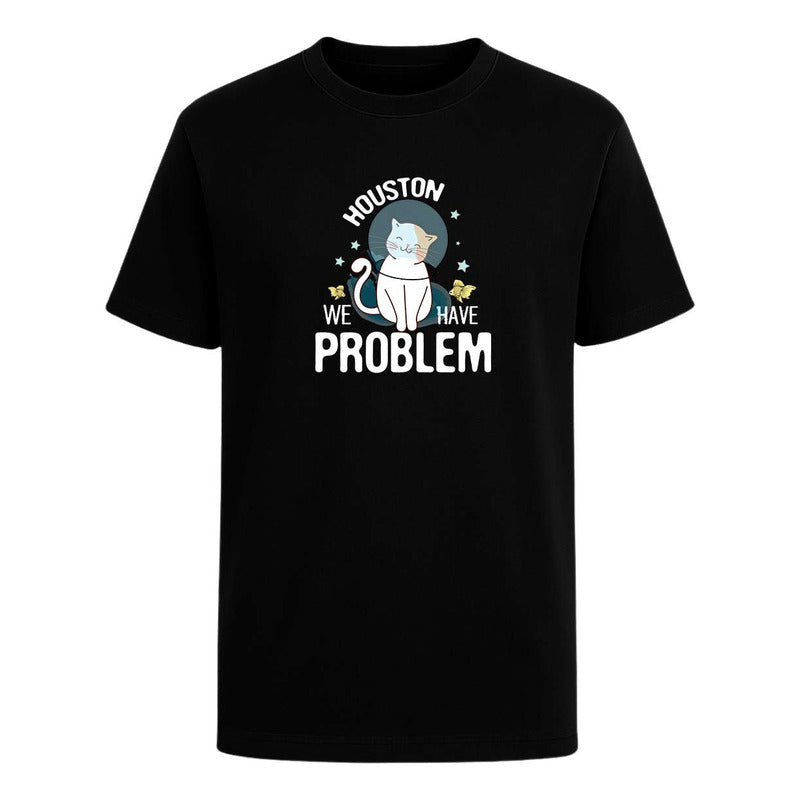 Playera Houston We Have Problem Gato Meme Divertida Unisex
