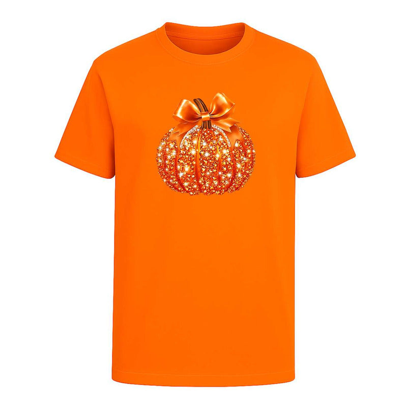 Playera Calabaza Brillante Lazo Halloween Fiesta Infantil