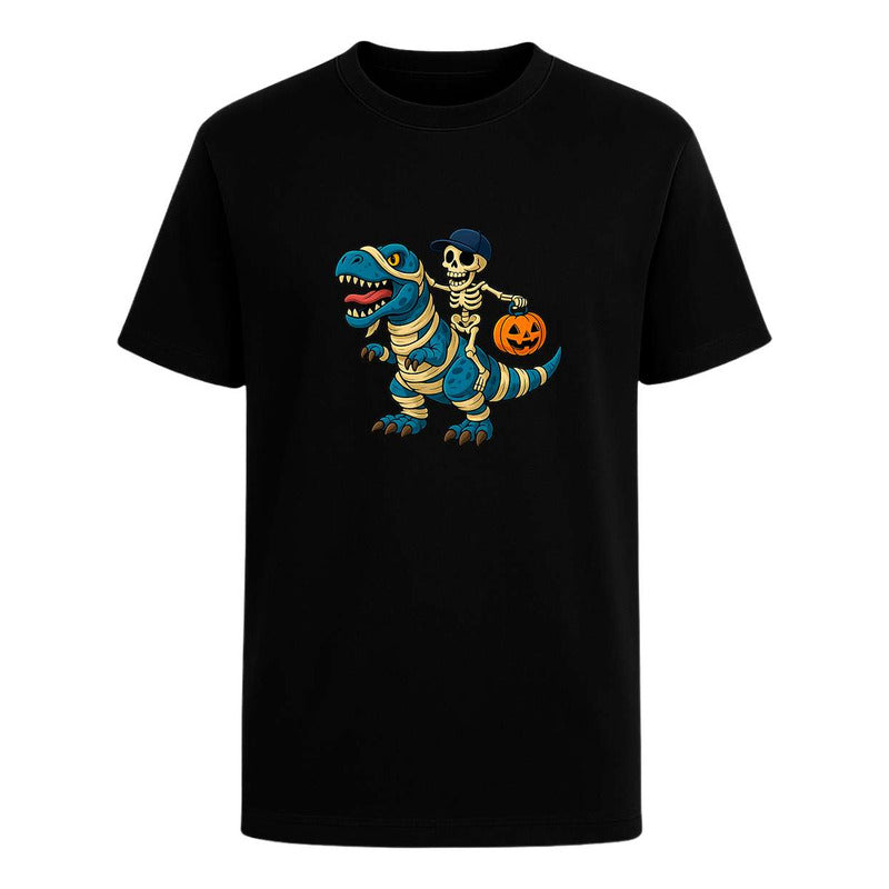 Playera Dinosaurio Momia Con Esqueleto Halloween Unisex