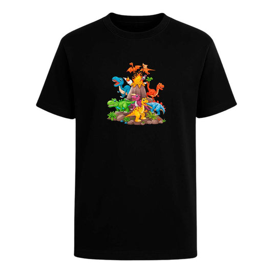 Playera Dinosaurios Con Volcán Eruptivo Infantil Unisex