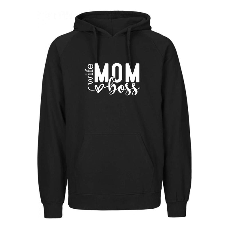 Sudadera Mom Wife Boss Con Corazón  Regalo Mamá Moderna