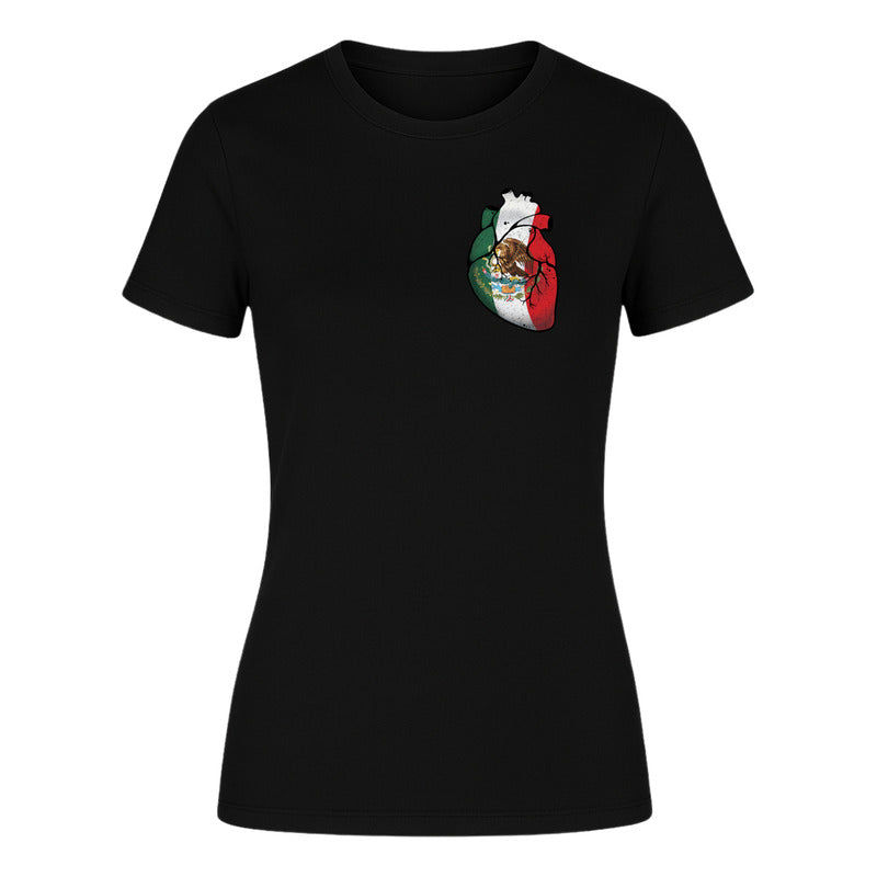 Playera "Corazón Mexicano" Bandera Tricolor - Dama