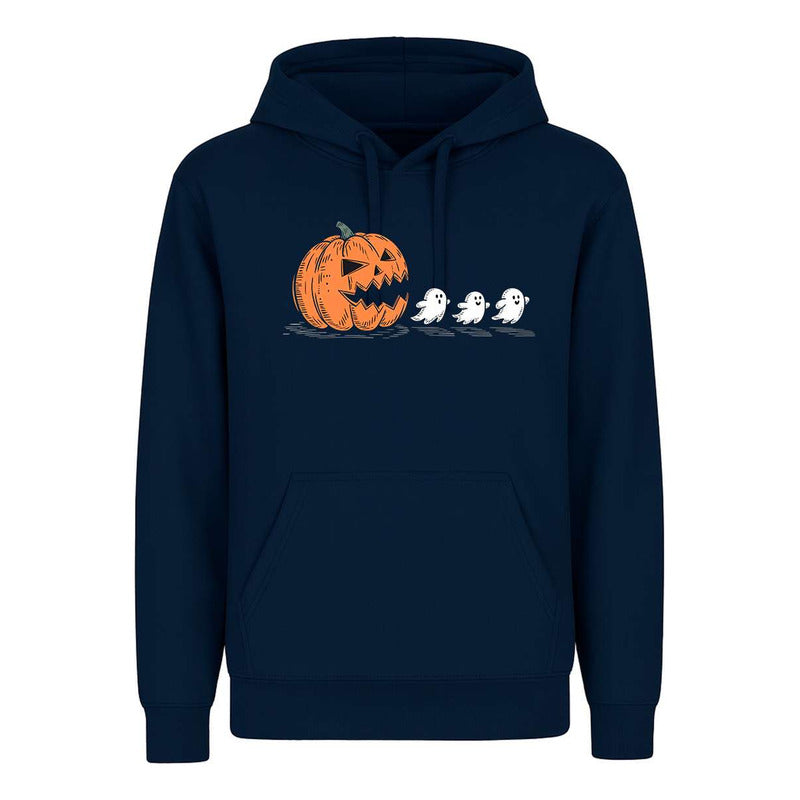 Sudadera Halloween Unisex Calabaza Fantasmas Estilo Pacman