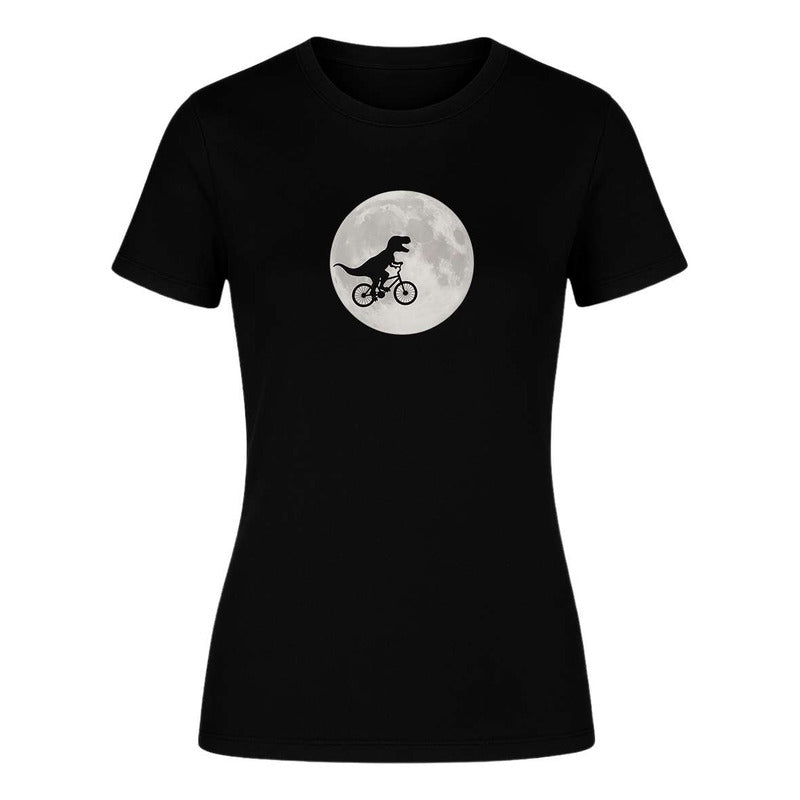 Playera "Dinosaurio en Bici" Frente a la Luna - Dama