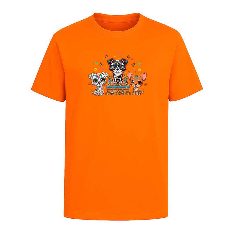 Playera Perros Calavera En Ofrenda Día De Muertos Unisex