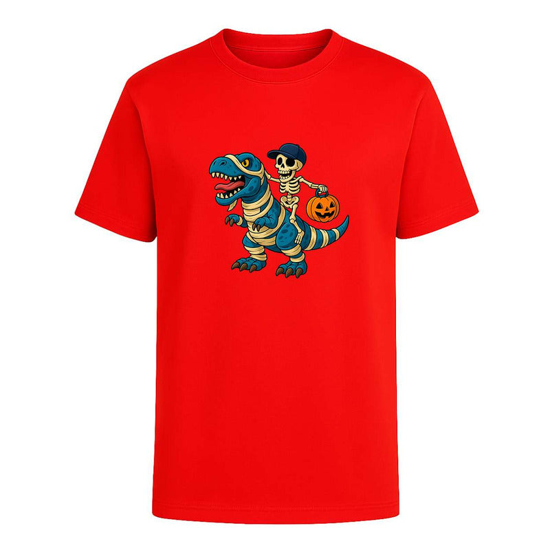 Playera Dinosaurio Momia Con Esqueleto Halloween Unisex