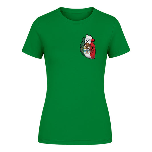 Playera "Corazón Mexicano" Bandera Tricolor - Dama