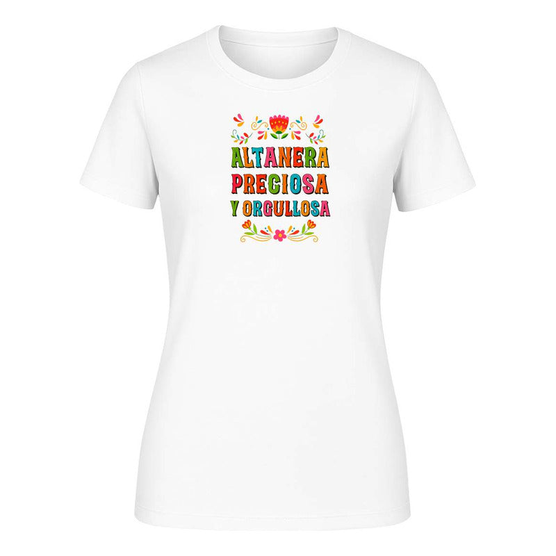Playera femenina KreaLab con frase mexicana orgullosa y hermosa, ropa de moda para damas.