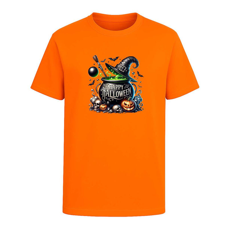 Playera Happy Halloween Caldero Bruja Calabaza Infantil