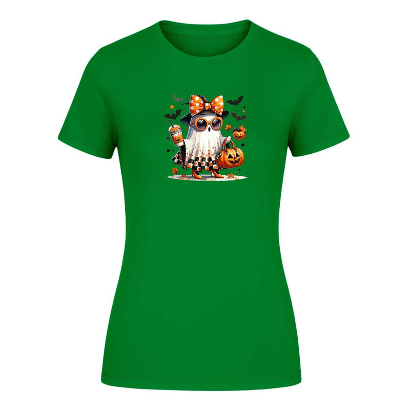Playera Fantasma Cute Con Gafas Café Halloween De Dama