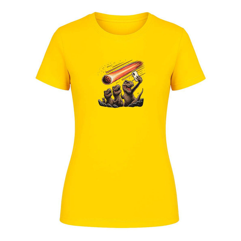 Playera "Dinosaurios Selfie Meteorito" Humor - Dama