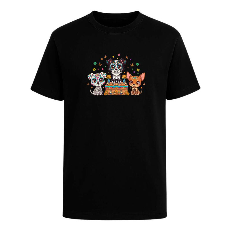 Playera Perros Calavera En Ofrenda Día De Muertos Unisex