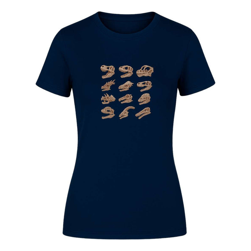 Playera "Cráneos de Dinosaurio" Fósiles - Dama