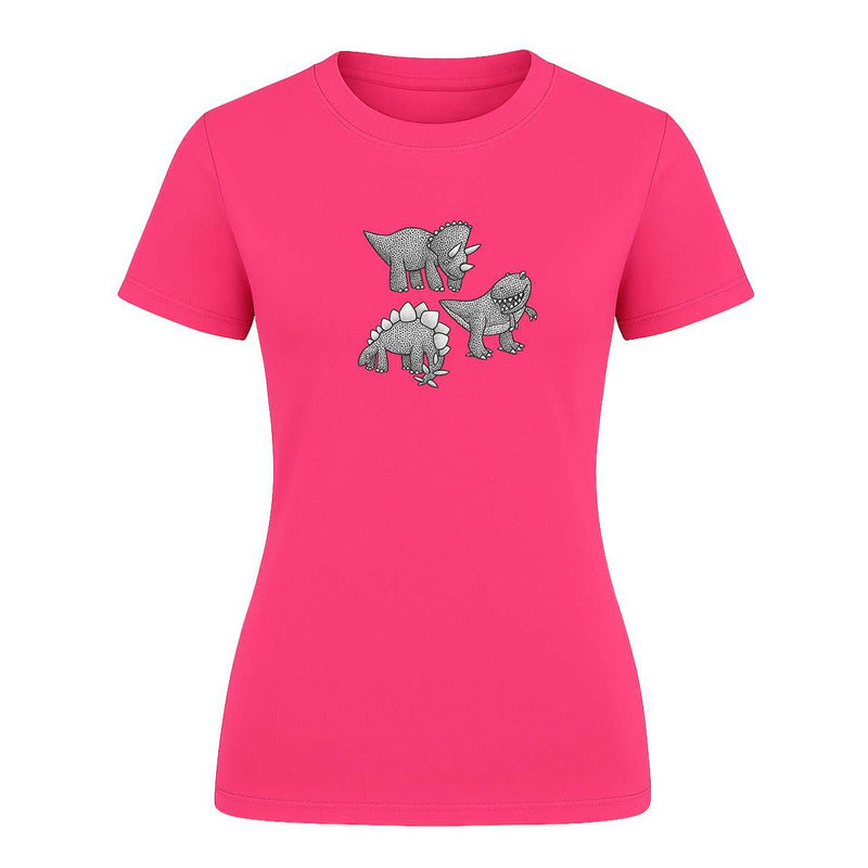 Playera "Dinosaurios" Triceratops Stegosaurio T-Rex - Dama