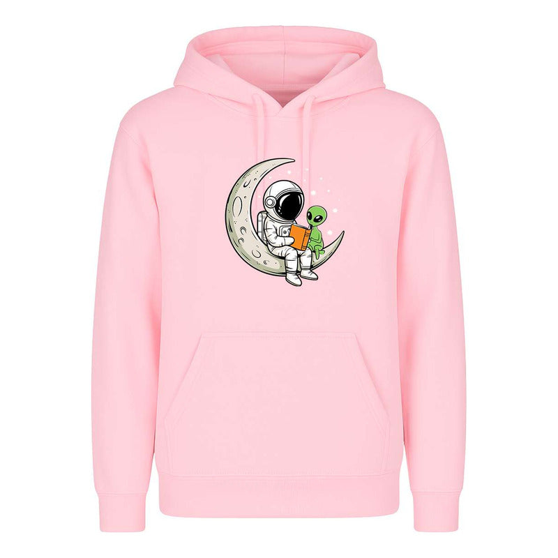 Sudadera Astronauta Y Alien En Luna Lectura Kawaii Unisex