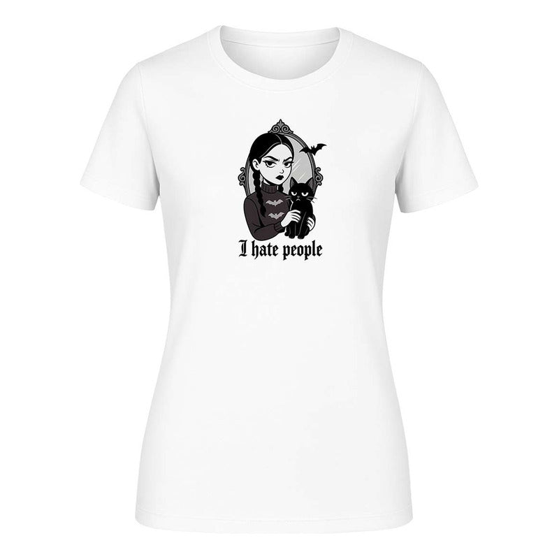 Playera "I Hate People" Frase Gótica - Dama