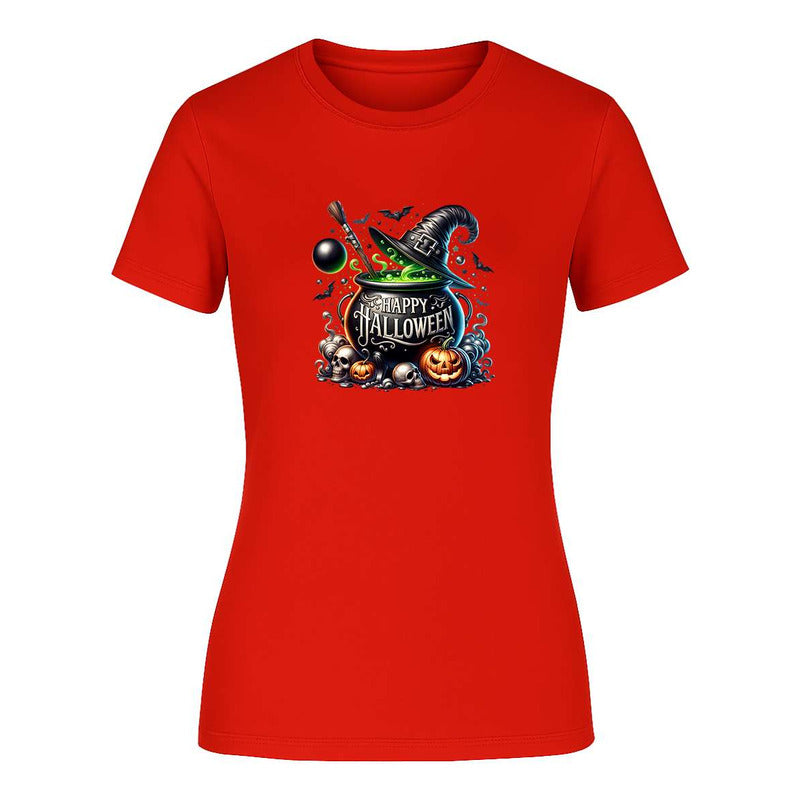 Playera Happy Halloween Caldero Bruja Calabaza De Dama