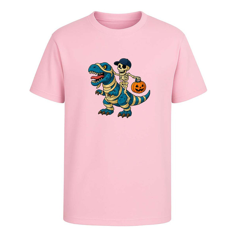 Playera Dinosaurio Momia Con Esqueleto Halloween Unisex