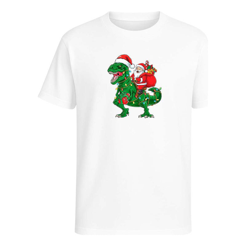 Playera Santa En T Rex Navideño Regalo Divertida Unisex
