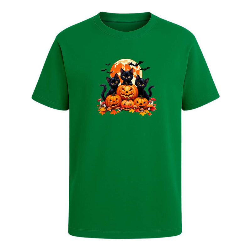 Playera Gatos Con Calabazas Halloween Tierno Fiesta Infantil