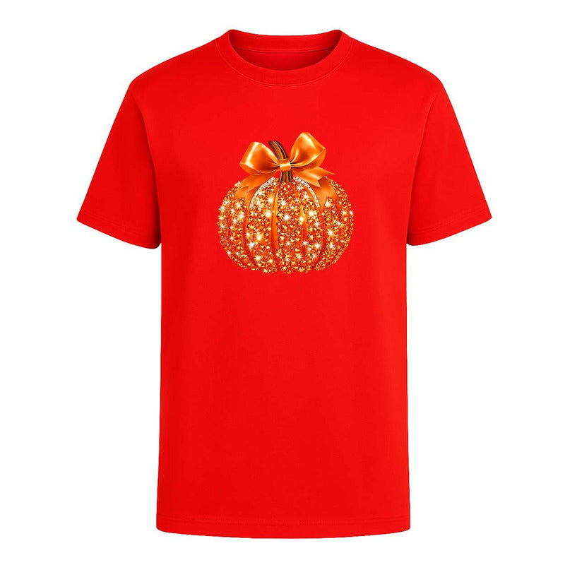 Playera Calabaza Brillante Lazo Halloween Fiesta Infantil