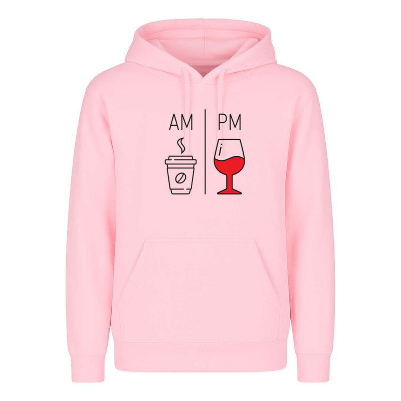 Sudadera Am Pm Café Y Vino Broma Humor Meme Regalo Unisex
