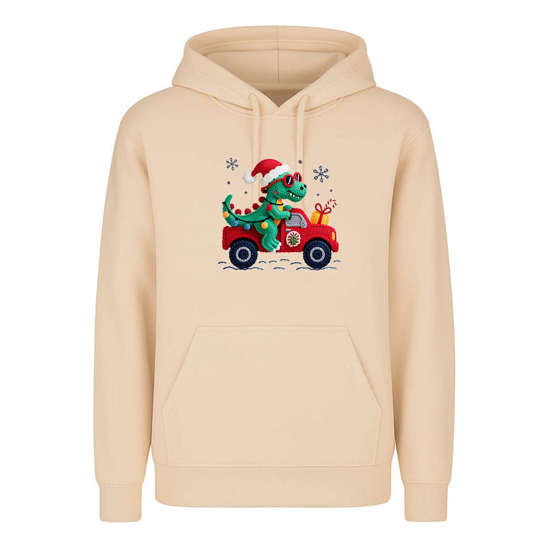 Sudadera Dinosaurio Navideño Efecto Bordado Regalo Unisex
