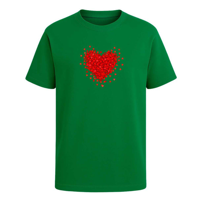 Playera Corazón Formado De Corazones Romántica Unisex