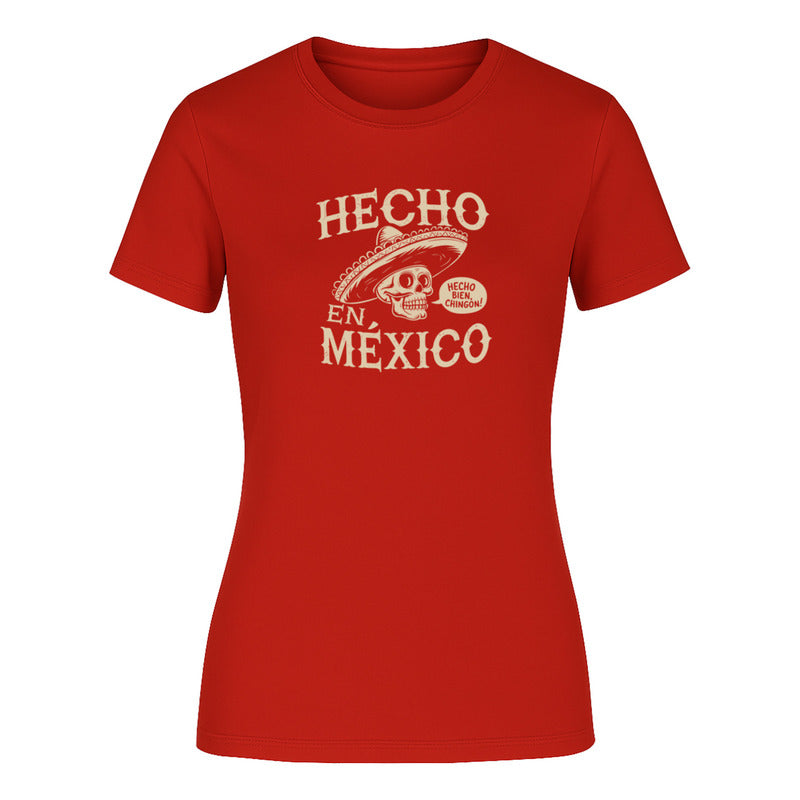 Playera "Hecho en México" Calavera y Sombrero - Dama