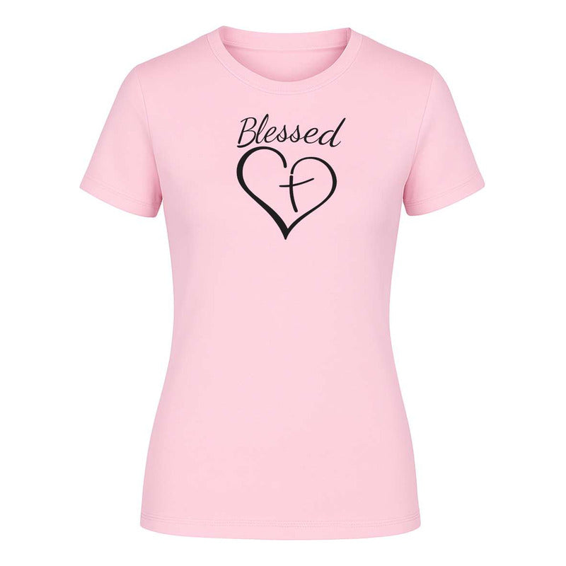 Playera "Blessed" Corazón con Cruz - Dama