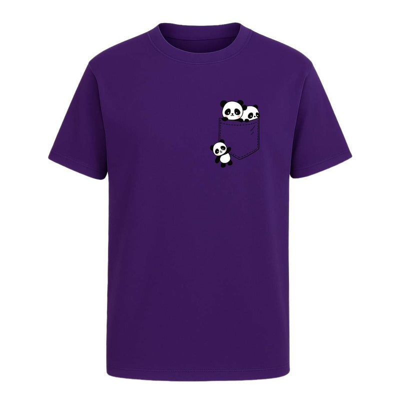 Playera Pandas En Bolsillo Kawaii Regalo Unisex