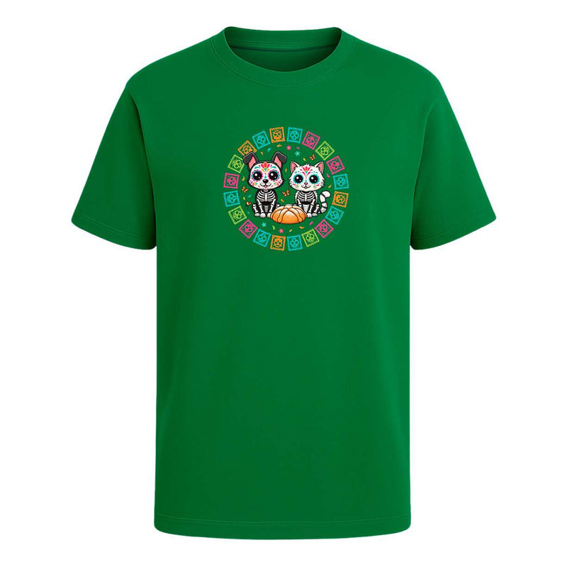 Playera Gato Y Perro Calavera Día De Muertos Infantil