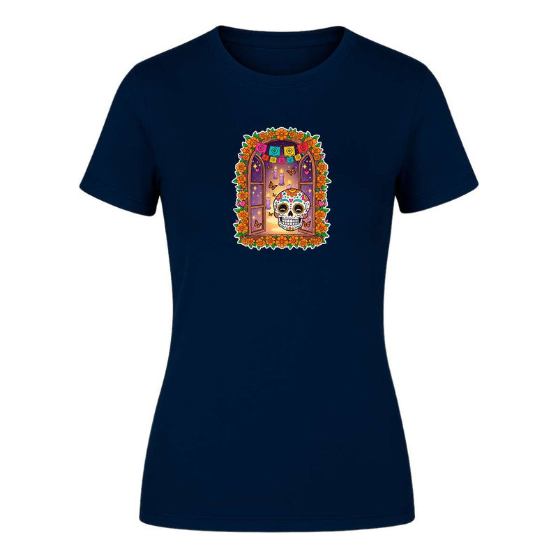 Playera "Calavera y Mariposas" Ofrenda - Dama