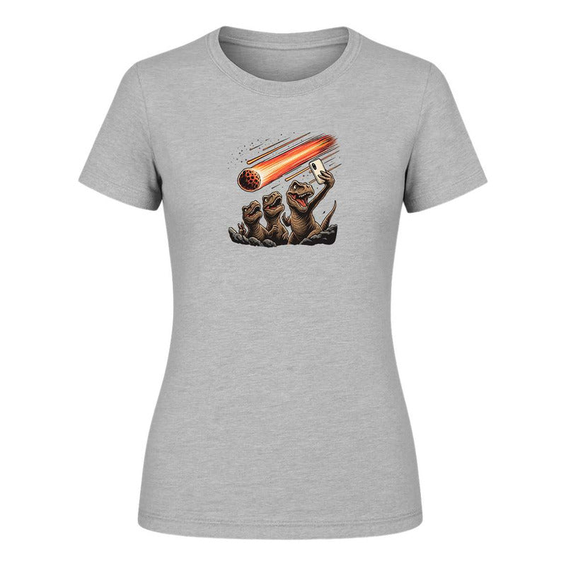 Playera "Dinosaurios Selfie Meteorito" Humor - Dama