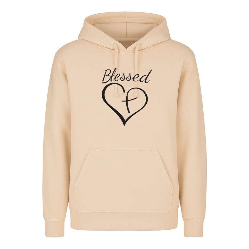 Sudadera Blessed Corazón Con Cruz Fe Y Devoción Unisex