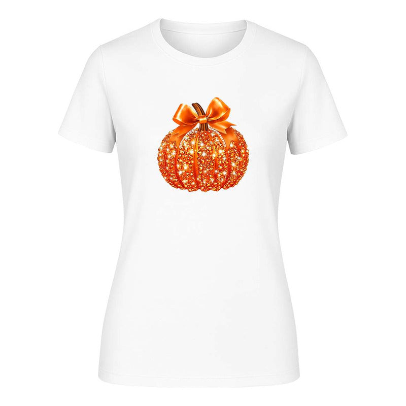 Playera Calabaza Brillante Con Lazo Halloween Fiesta De Dama