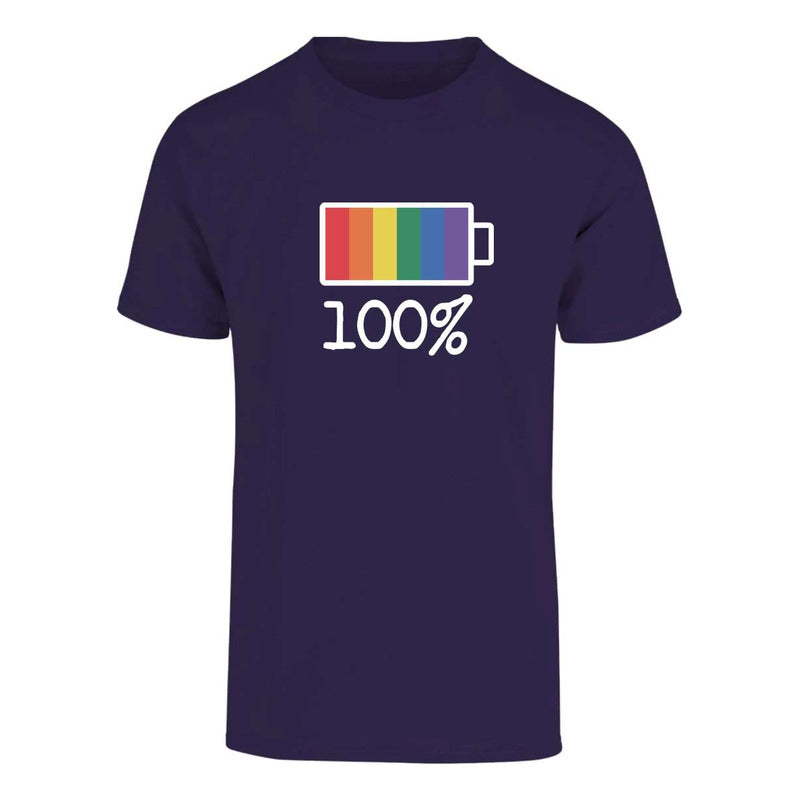 Playera "100% Pride" Carga de Batería LGBT+ - Unisex