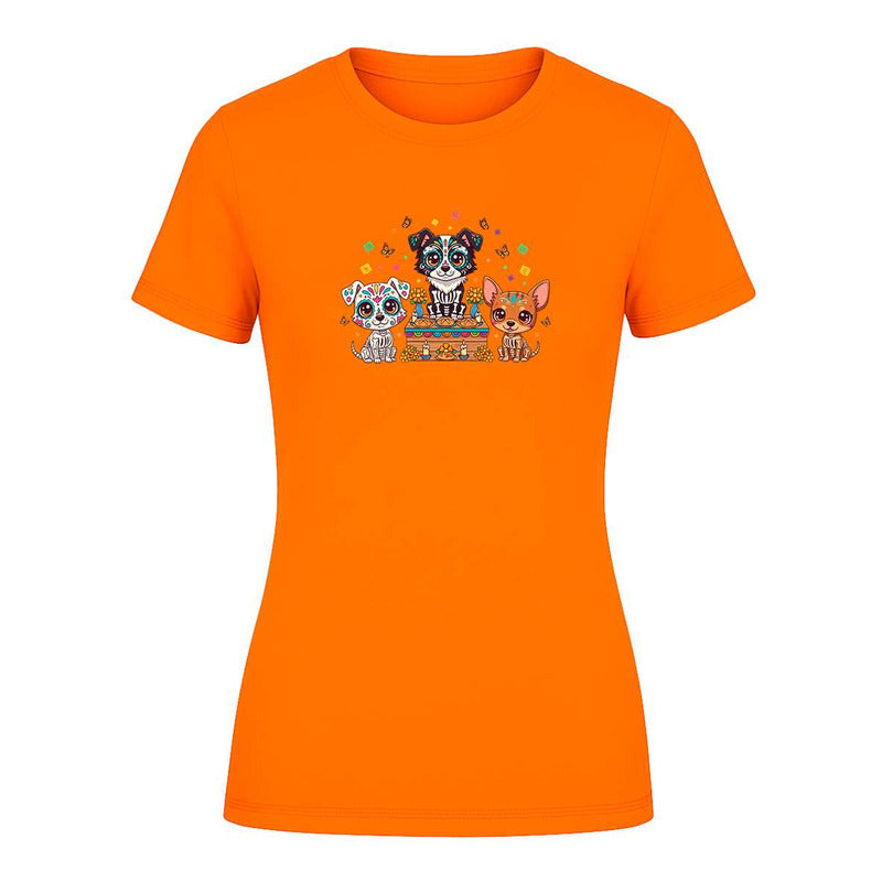 Playera Perros Calavera En Ofrenda Día De Muertos De Dama