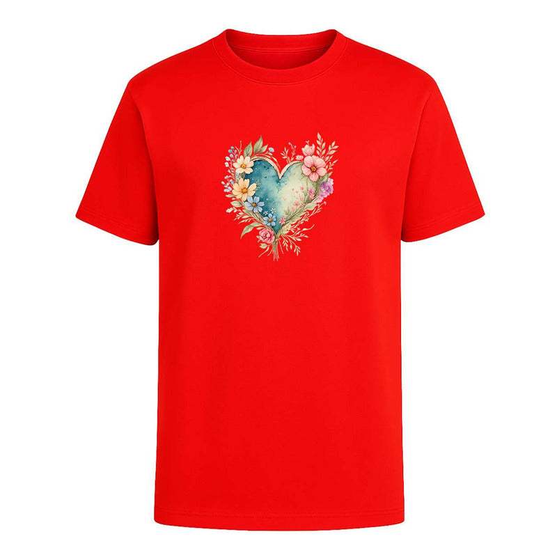 Playera "Corazón Floral" Acuarela - Infantil