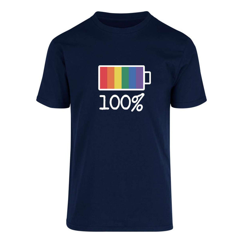 Playera "100% Pride" Carga de Batería LGBT+ - Unisex