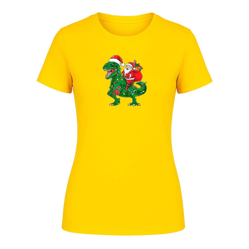 Playera Santa En T Rex Navideño Regalo Divertida De Dama