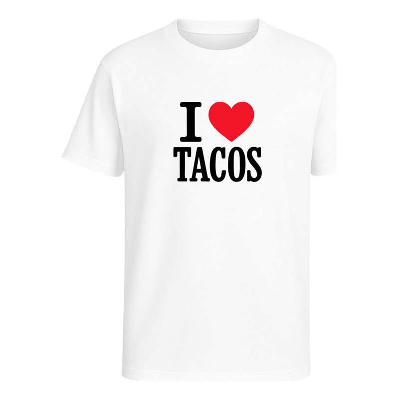 Playera KreaLab I Love Tacos para hombre, camiseta casual con diseño de tacos para amantes de la comida en México