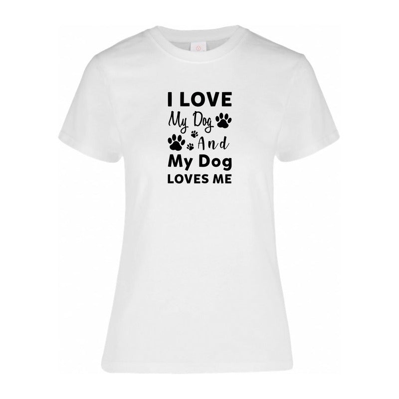 Playera para dama KreaLab "I Love My Dog" con diseño de perro, color y estilo visible en la imagen.