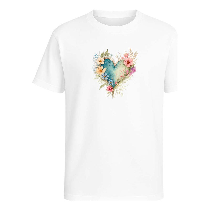 Playera "Corazón Floral" Acuarela - Infantil