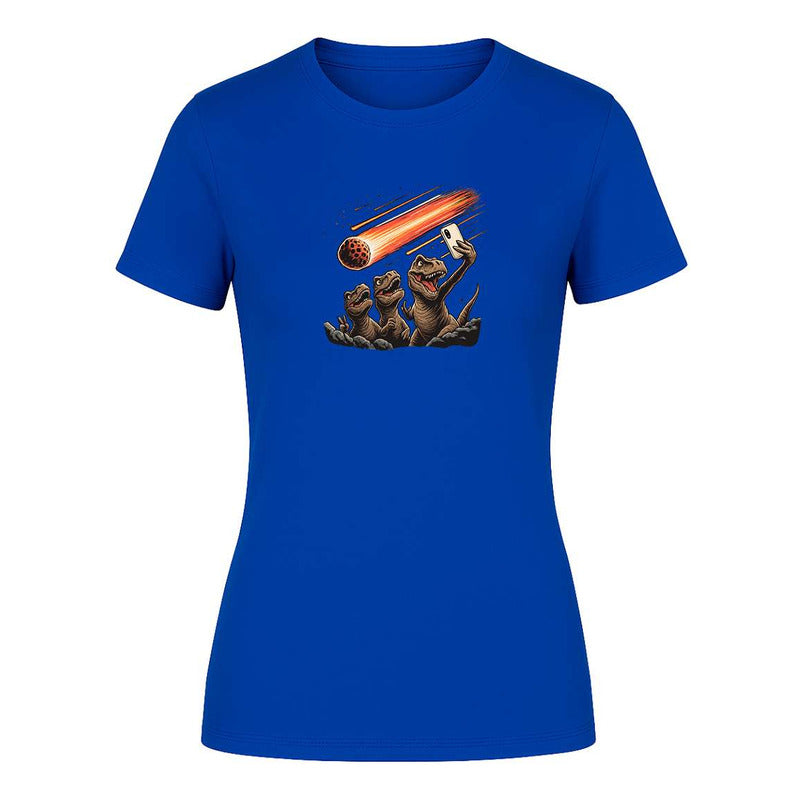 Playera "Dinosaurios Selfie Meteorito" Humor - Dama
