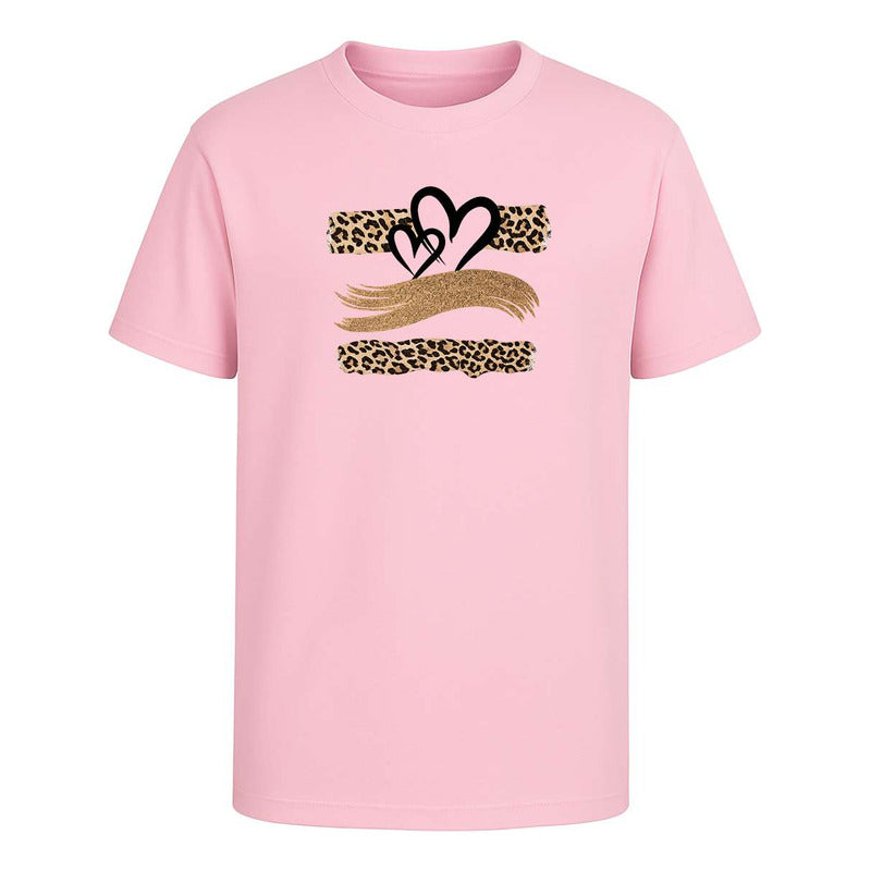 Playera "Corazones Animal Print" Leopardo - Infantil