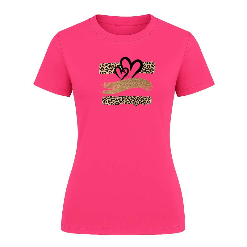 Playera "Corazones Animal Print" Leopardo - Dama