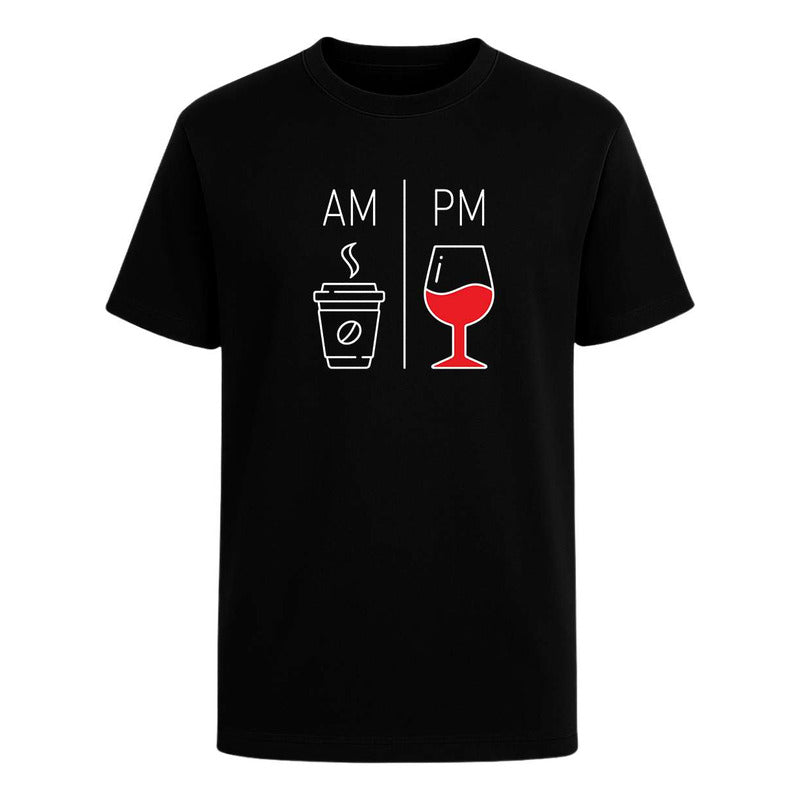 Playera Am Pm Café Y Vino Broma Humor Meme Regalo Infantil