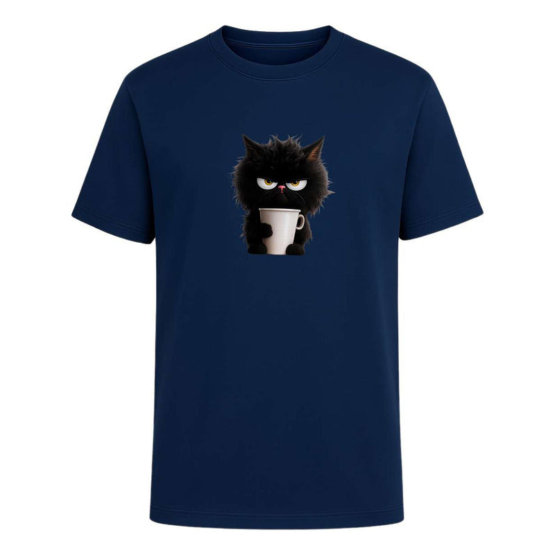Playera "Gato Enojado Con Café" - Hombre